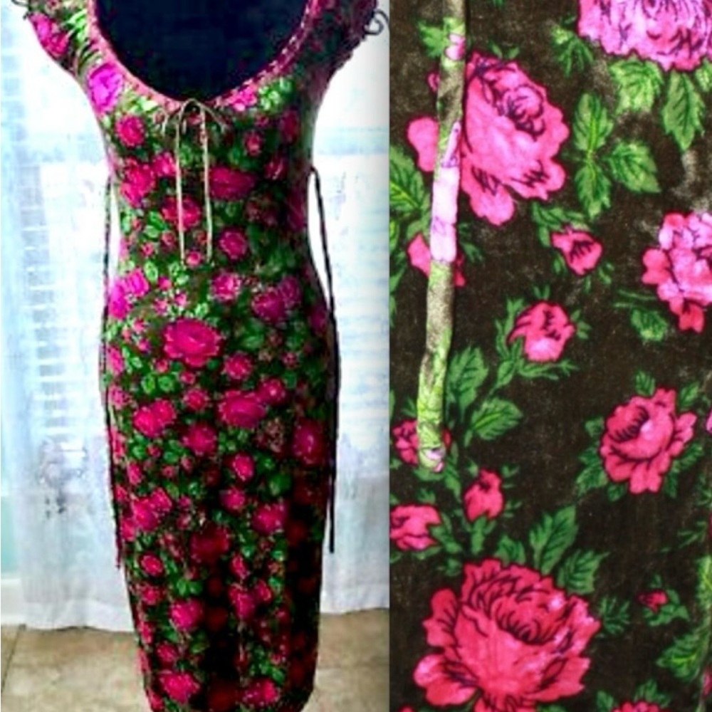 Betsey Johnson Black and Pink Floral Dress - Picture 3 of 3